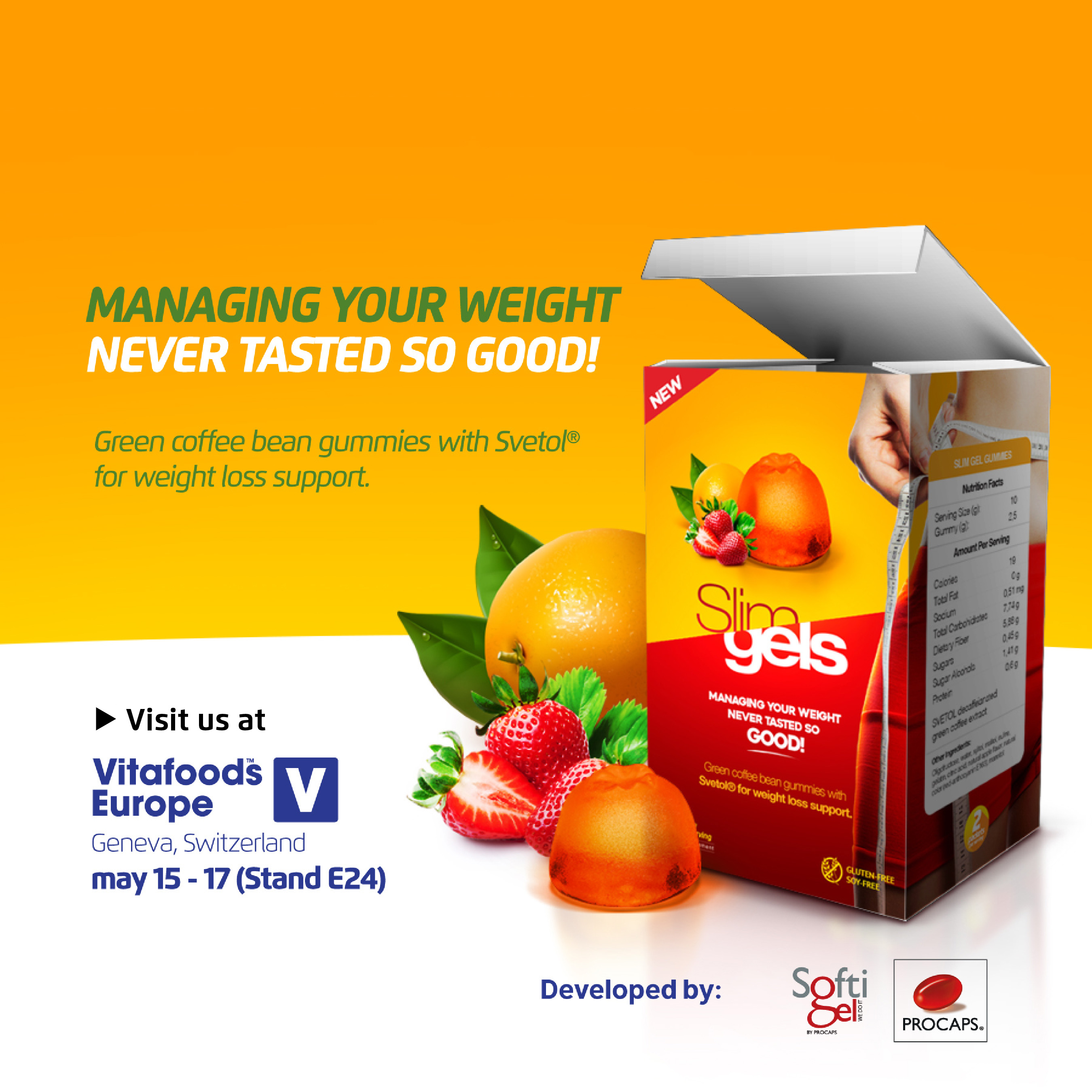 Managing your weight never tasted so good! New weight loss gummies,Visit us at booth E24 at Vitafoods 2018